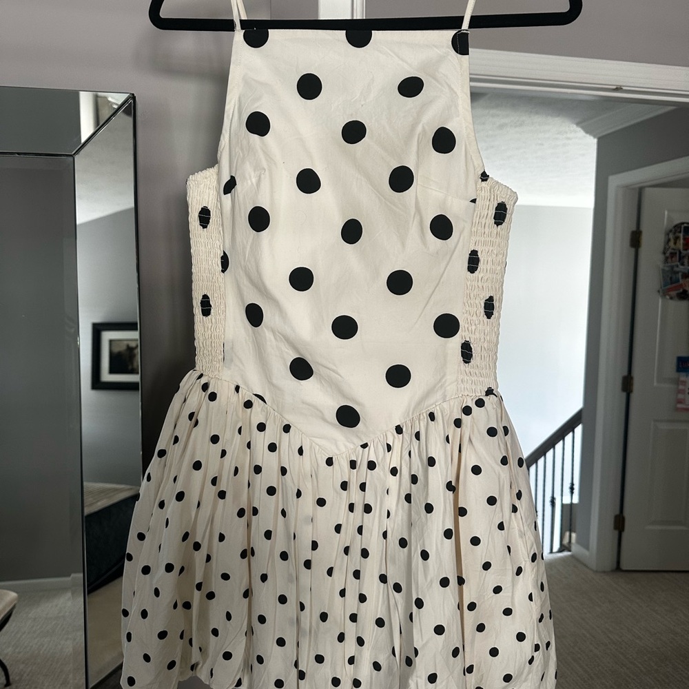 Free People White Dress with Black Polka Dots